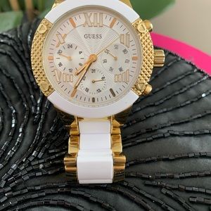 Guess White and Gold watch.